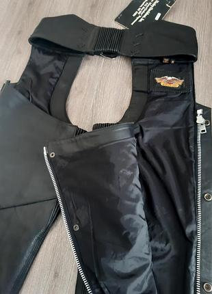 Шкіряні мотоциклетні байкерські штани s-444 фото