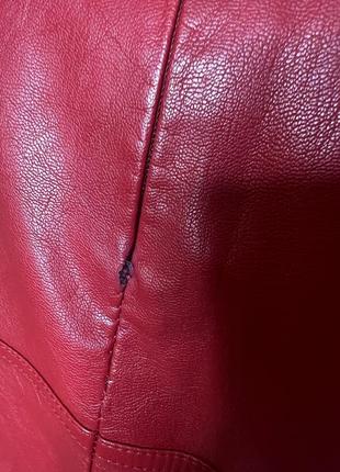 Бордовая красная кожаная юбка трапеция5 фото