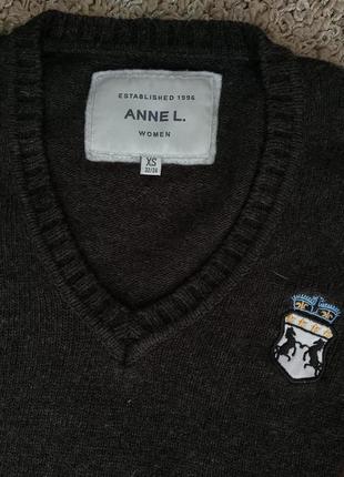 Anne l. шерсть и хлопок, замечательный свитер цвет темного шоколада/ стильный дизайн3 фото