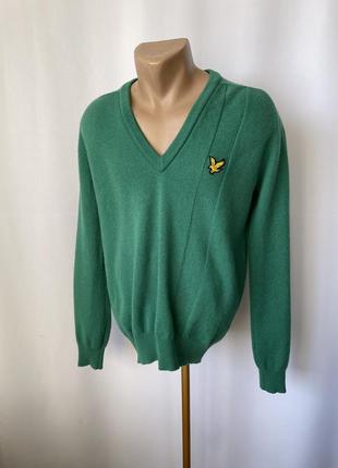 Lyle & scott яркий зеленый свитер джемпер с мысом шерстяной изумрудный