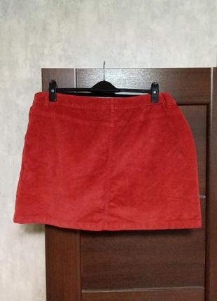 Брендовая новая красивая коттоновая юбка из микровельвета р.16-18.3 фото