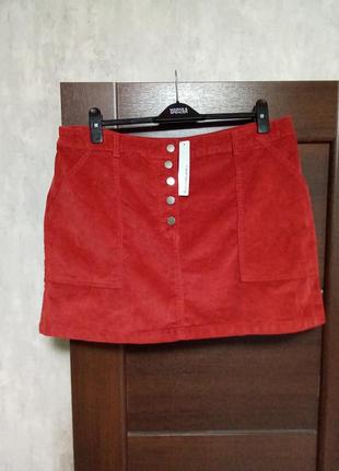 Брендовая новая красивая коттоновая юбка из микровельвета р.16-18.2 фото