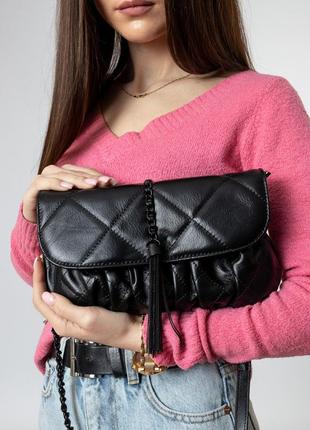 Сумка жіноча чорна стьобана 6436 s