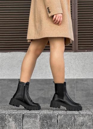 Зимние женские ботинки челси ботинки в черном цвете кожаные маломерят от украинского производителя 🤩🤩🤩6 фото
