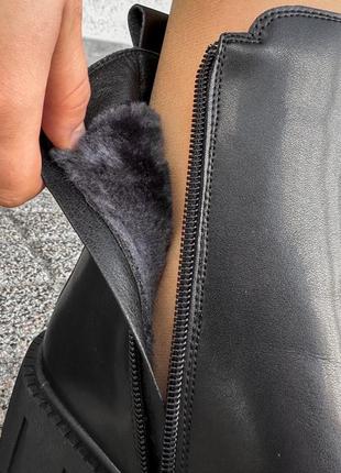 Зимние женские ботинки челси ботинки в черном цвете кожаные маломерят от украинского производителя 🤩🤩🤩8 фото