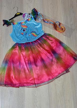 Платье george 7-8 лет. my little pony rainbow dash радуга дэш литл пони поняшка рейнбоу деш карнавальный костюм нарядное красивое новогоднее halloween