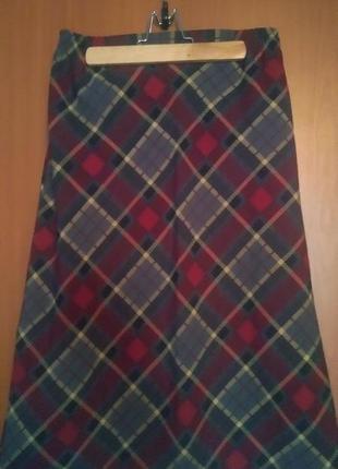 Спідниця в клітку різнобарвна міді пояс на резинці