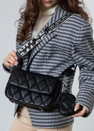 Женская сумка черная с маленьким кошельком сумка 6543 s4 фото