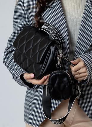Женская сумка черная с маленьким кошельком сумка 6543 s2 фото
