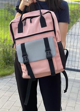 Женский рюкзак канкун, комбинированный в экокоже с отделением для ноутбука1 фото