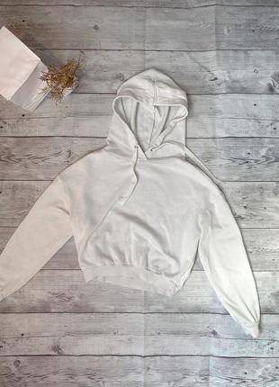 Худи толстовка кенгуру кофта с капюшоном укороченная манжет оверсайз объемная короткая с разрезами женская