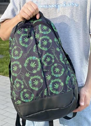 Принтовый рюкзак с рисунком конопля school классической формы с большим количеством отделений на 30л.