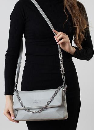 Сумка зеленая кожаная с пряжкой 6376-b s