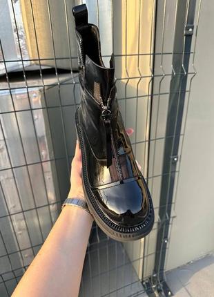 Женские ботинки лакированные черные no brand chelsea boots 12 фото