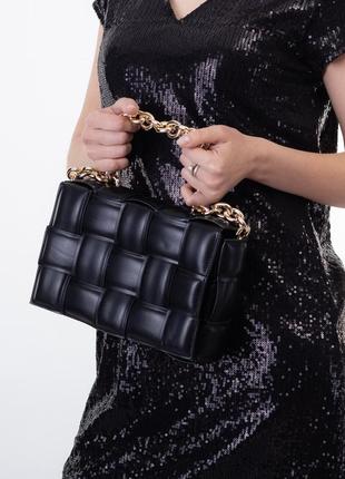 Сумка женская черная с плетением 6279 s