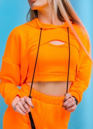Жіночий комплект худі + топ 'loop' помаранчевий