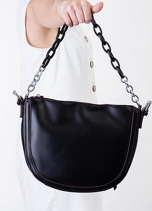 Сумка женская полукруглая черная 6262 s