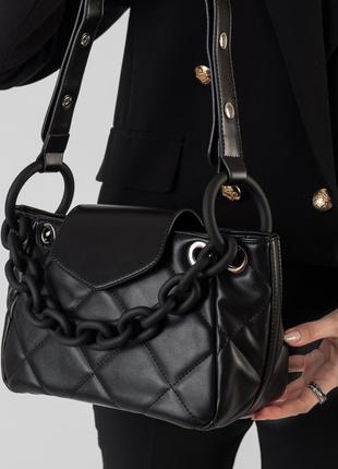 Сумка женская черная с цепочкой 6382 s