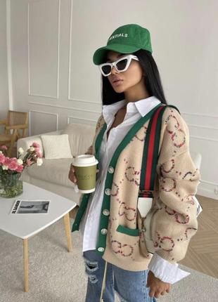 Стильный кардиган  + кепка в подарок🎁🛍 люкс в стиле gucci☘️☘️☘️