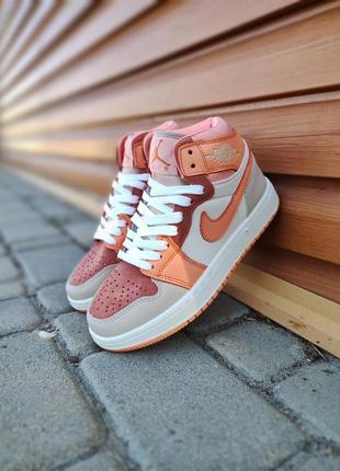 Nike air jordan 1 beige&amp;orange1 фото