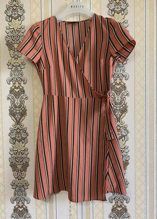 Легка літня сукня на запах, лёгкое пудрово-персиковое платье1 фото