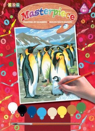 Картина за номерами для дітей пінгвіни, дитячі картини за номерами, картини за номерами для дітей