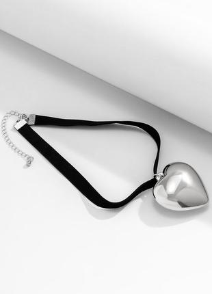 Чокер кольє намисто на шию оксамитовий з кулоном серце ❤ тренд 2023 стильний модний новий2 фото