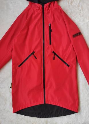 Черная красная двухсторонняя длинная деми куртка оверсайз с принтом надписями ohueno женская мужская5 фото