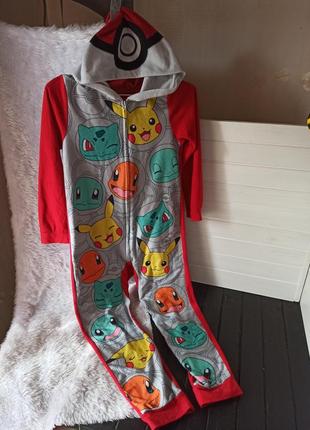 Флисовый кигуруми пижама комбинезон покемон пикачу 8-9 лет
