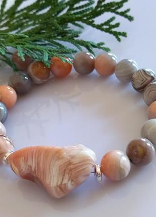 Браслет розовый агат ботсвана