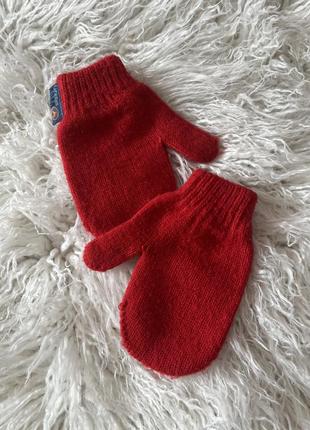Детские варежки рукавицы красный цвет