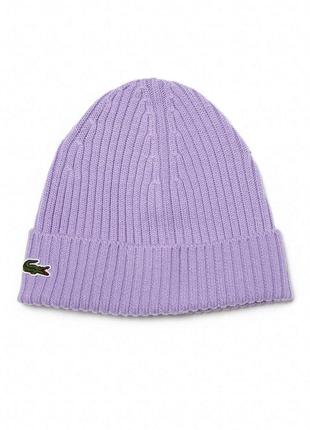 Lacoste sneakers knit wool beanie rb0001 00 gfu шапка оригинал унисекс шерстяная фиолетовая
