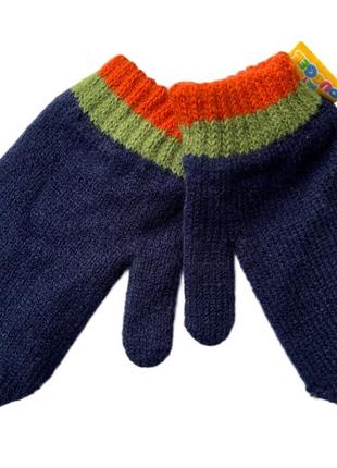 Синие перчатки для мальчика вязка