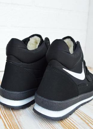 Nike дутики женские высокие черные с белым кроссовки на платформе теплые с мехом отличное качество зимние2 фото