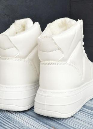 Кроссовки зимние женские ботинки сапоги белые кожаные высокие теплые с мехом отличное качество4 фото