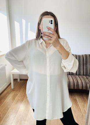 Молочная блуза батал, удлиненного кроя, большие размеры3 фото