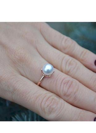 Классическое кольцо с жемчугом8 фото