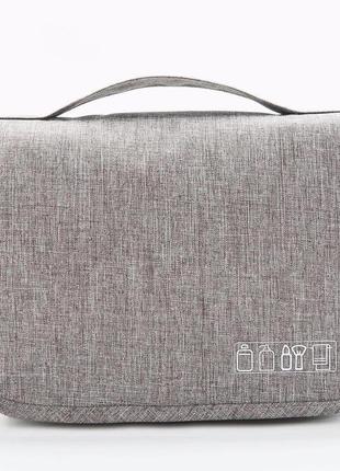 Дорожный органайзер для косметики travel wash bag серый2 фото