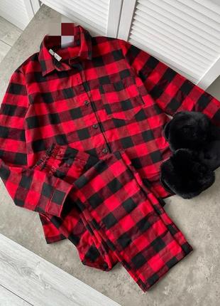 Красная подама в клетку пижама на пуговицах домашний костюм хлопковая пижама трендовая пижама