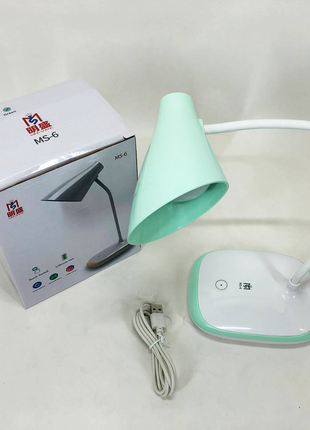 Светодиодная аккумуляторная лампа taigexin led ms-6 настольная лампа с аккумулятором. цвет: зеленый3 фото