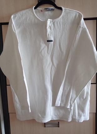 Белая котоновая кофта,лонгослив