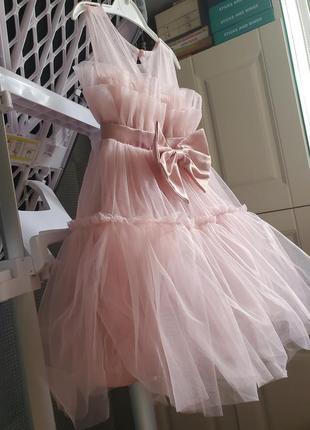 Детское пышное платье платье для девочки на 1 год годик на день рождения праздник розовая принцессы7 фото