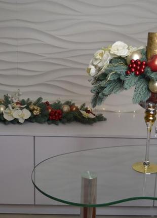 Новогодний, декорированный бокал-подсвечник. рождественская, декорированная подставка-бокал для свечи на стол8 фото
