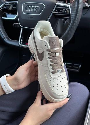 Зимние кроссовки nike air force 1 winter beige brown (мех)36-37-38-39-40-415 фото