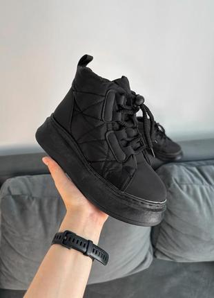 Стильні теплі та зручні чорні жіночі дутики,зимові черевики дуті,екохутро,жіноче...