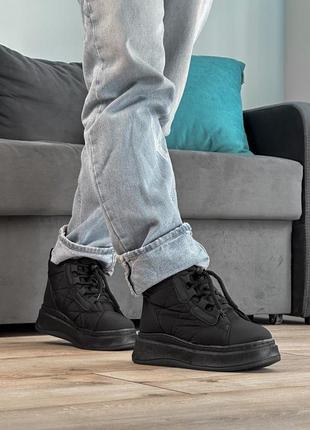 Стильні теплі та зручні чорні жіночі дутики,зимові черевики дуті,екохутро,жіноче...