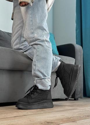 Стильні теплі та зручні чорні жіночі дутики,зимові черевики дуті,екохутро,жіноче...