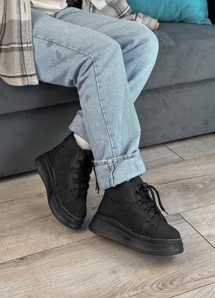 Стильні теплі та зручні чорні жіночі дутики,зимові черевики дуті,екохутро,жіноче...