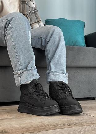 Стильні теплі та зручні чорні жіночі дутики,зимові черевики дуті,екохутро,жіноче...