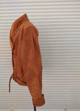 Женская кожаная куртка рыжего цвета на утеплители3 фото